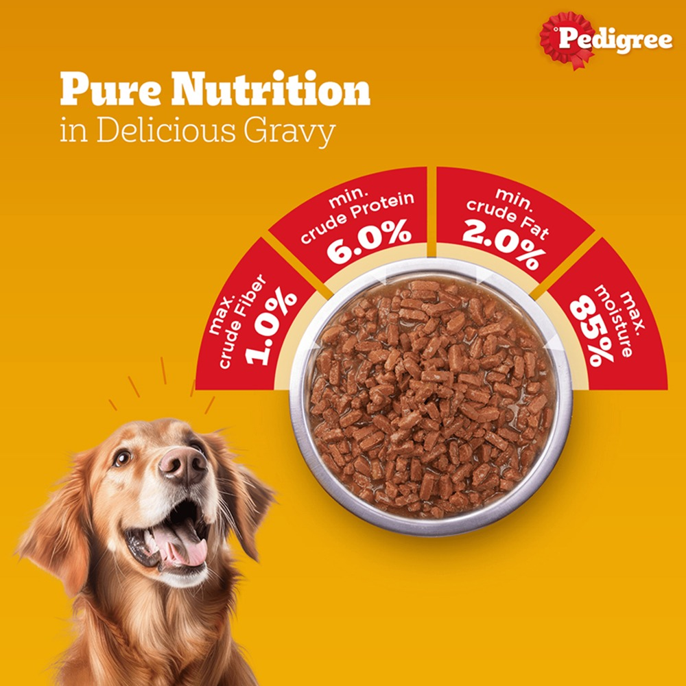 Pedigree PRO Active Adult Large Breed Dry Food, Pedigree Chicken Liver Gravy Adult Dog Wet Food Combo