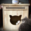 FurryLiving Meraki Cabinet with Cushion for Small Dogs and Cats (Oak/Brown Cushion) Both-Furniture FurryLiving Dropship