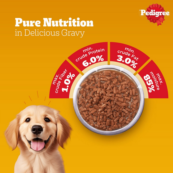 Pedigree Chicken and Liver Chunks in Gravy Pouch Puppy Dog Wet Food (130g)