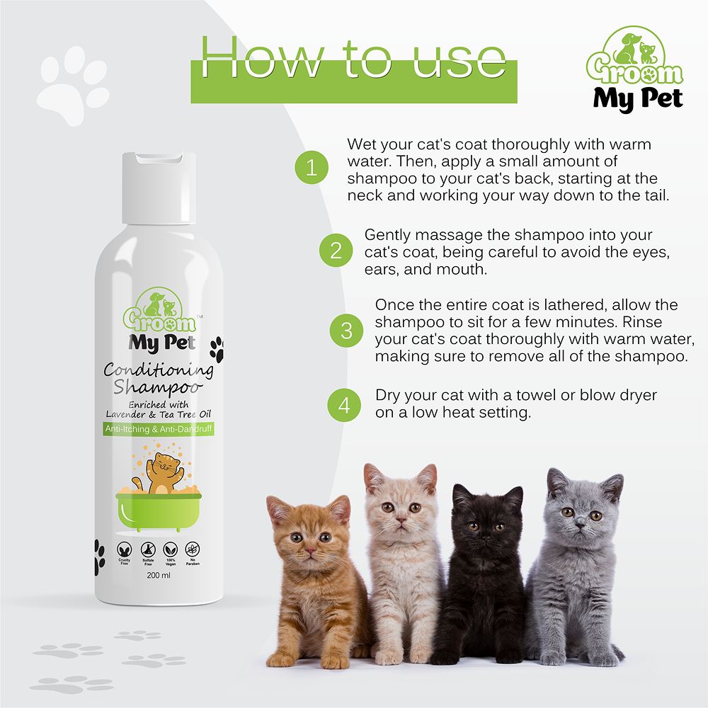 Groom My Pet Anti Itch & Dandruff Conditioning Shampoo for Cats Cats-Grooming Supplies Groom My Pet Dropship