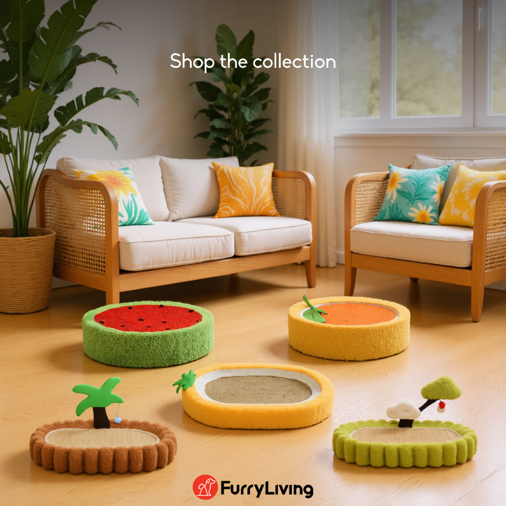 FurryLiving Orange Bed & Scratcher Mat for Cats (Orange) Cats-Bedding, Mats & Travel Supplies FurryLiving Dropship