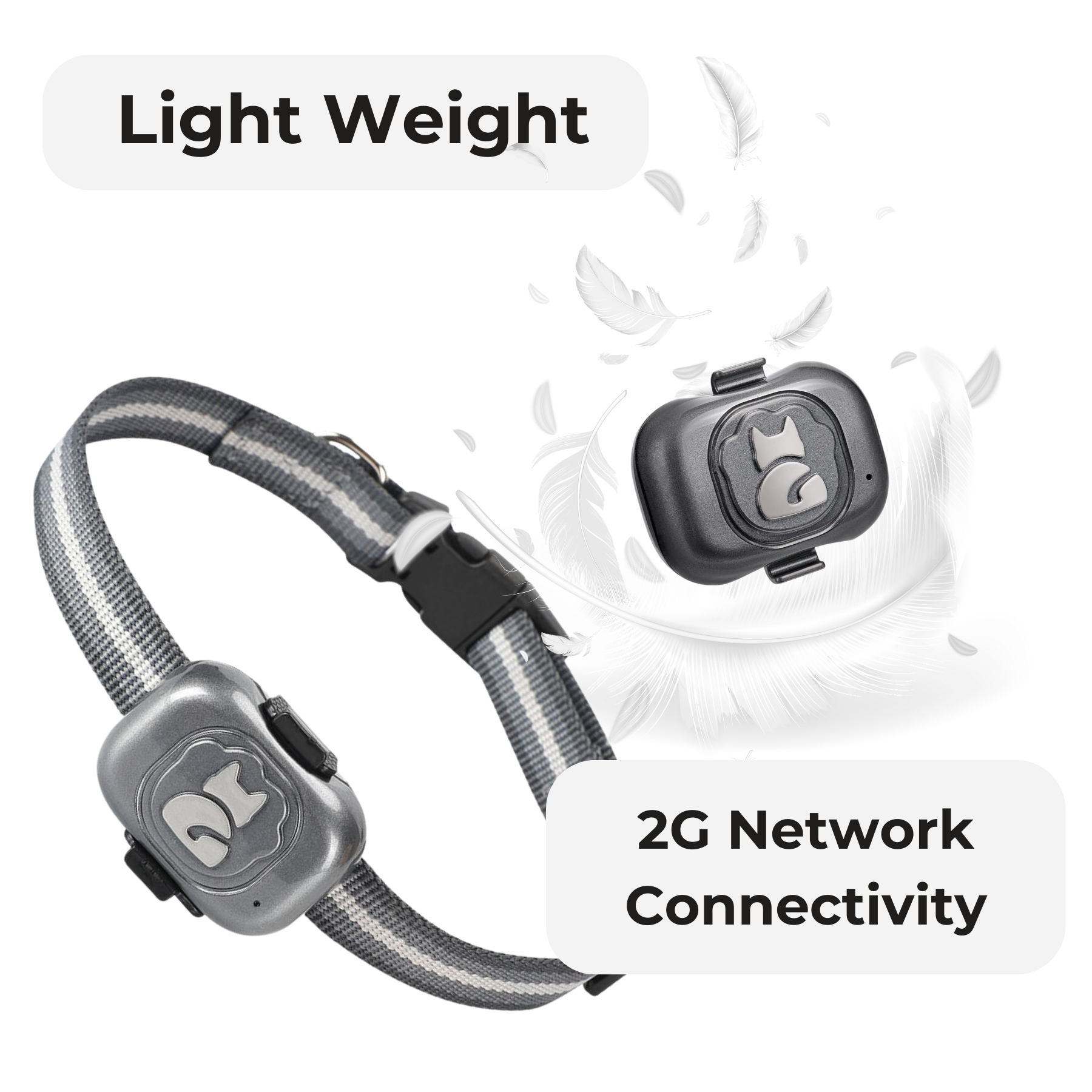 FeTaca G16 Smart 4G GPS Waterproof Mini Collar Tracker with Free 12 Month Tracking & App Subscription for Dogs and Cats (Grey) Both-Collar, Leashes, harnesses FeTaca Dropship