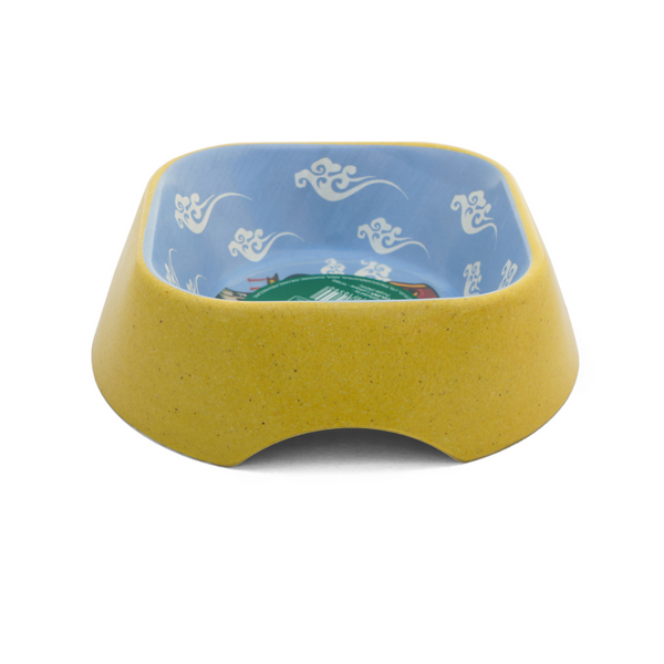 Healing Leaf Eco Friendly Cartoon Bamboo Bowl for Dogs and Cats (Yellow)