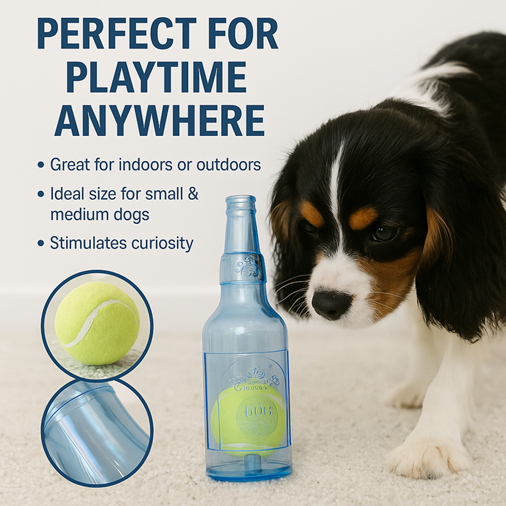 Talking Dog Club Ball in Bottle Rubber Chew Toy for Dogs (Blue) Dogs-Toys Talking Dog Club Dropship