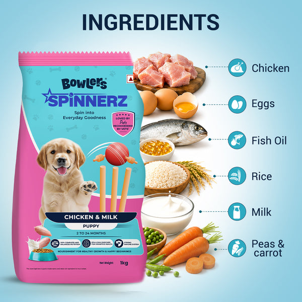 Bowlers Spinnerz Chicken & Milk Puppy Dog Dry Food