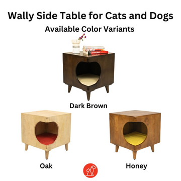 FurryLiving Wally Side Table with Cushion for Small Dogs and Cats (Honey/Yellow Cushion)