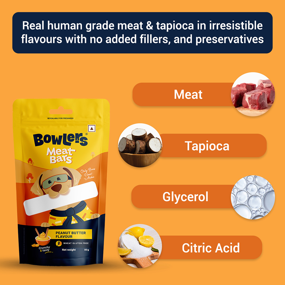 Bowlers Peanut Butter Flavour Meat Bars Dog Treats Dog Treats + Others Bowlers
