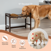 FurryLiving Linea Adjustable Elevated Raised Feeder with 2 Bowls for Dogs and Cats (Dark Brown) Both-Bowls & Feeders FurryLiving Dropship