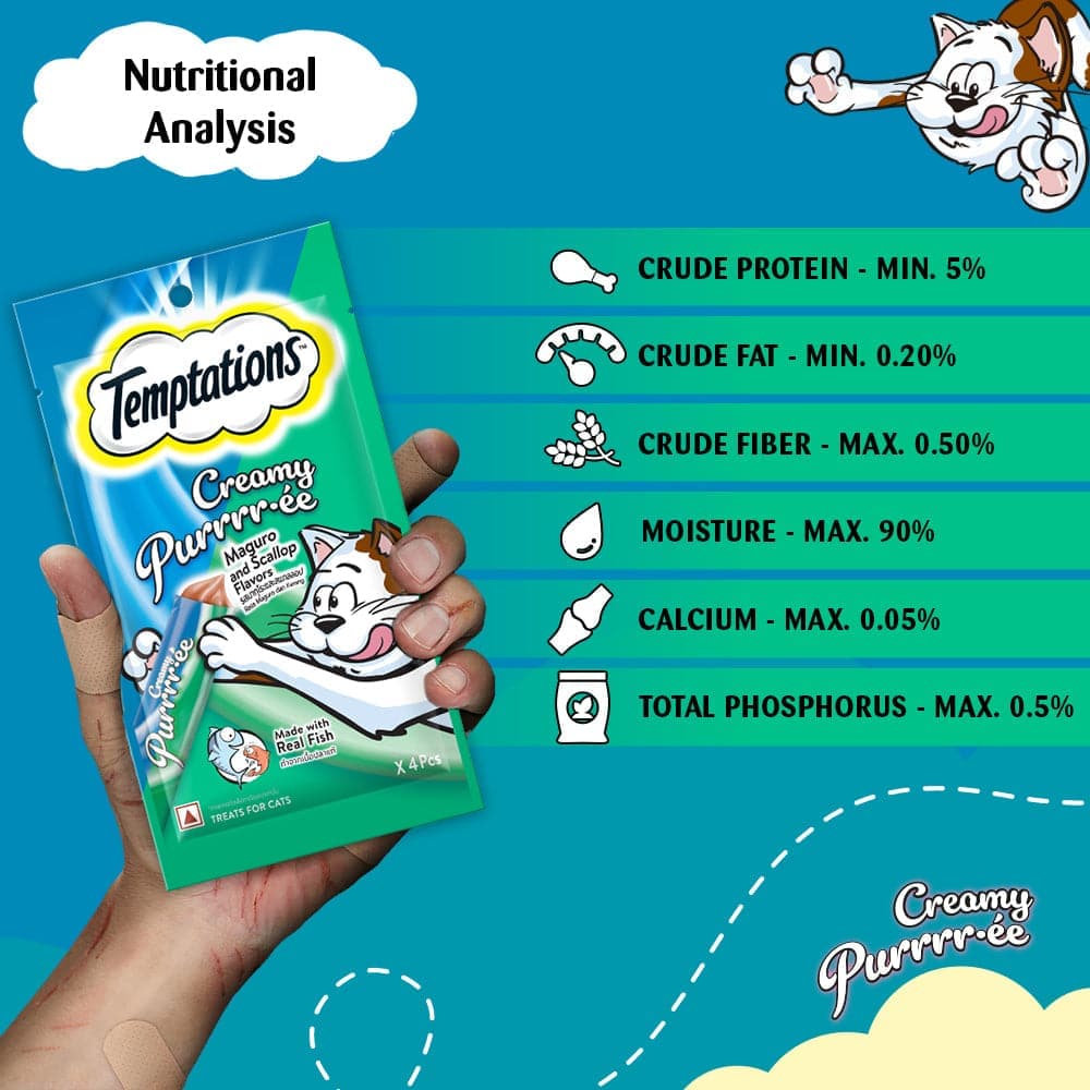 Temptations Purrrr ee Chicken & Tuna, Salmon & Cheese, Maguro & Scallop Cat Treats Combo Cats-Treats & Others Temptations