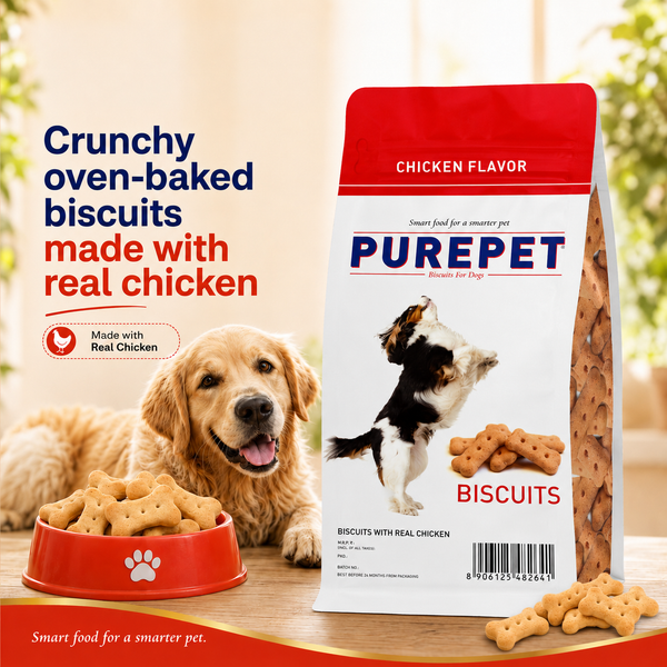 Purepet Chicken Flavour Real Chicken Biscuit Dog Treats Pouch