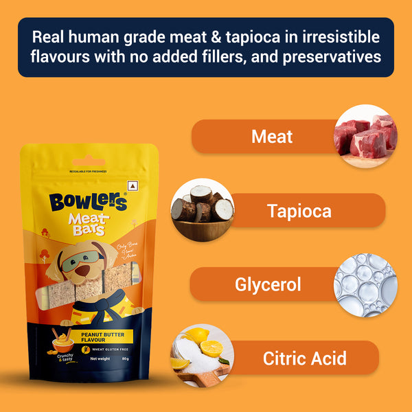 Bowlers Peanut Butter Flavour Meat Bars Dog Treats