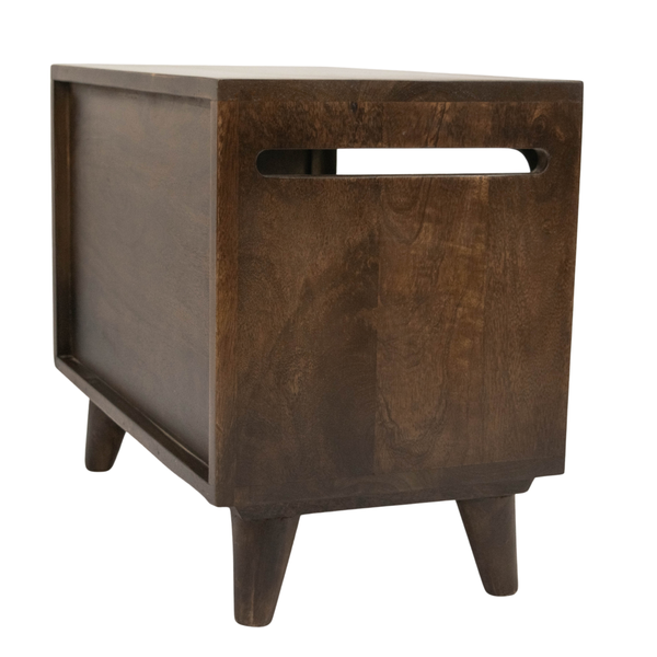 FurryLiving Telly Side Table with Cushion for Small Dogs and Cats (Dark Brown/Cream Cushion)