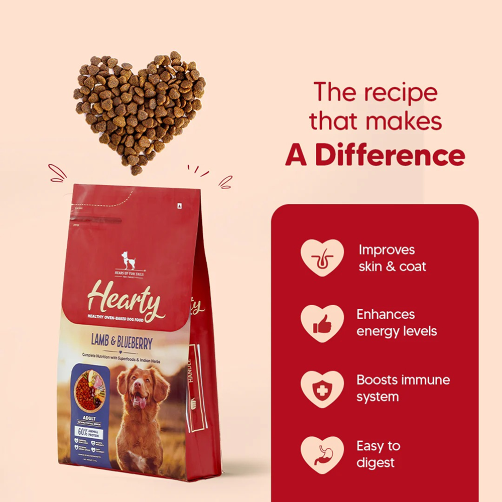 HUFT Hearty Oven Baked Lamb & Blueberry with Superfood Adult Dog Dry Food Dogs- Dry Food Heads Up for Tails