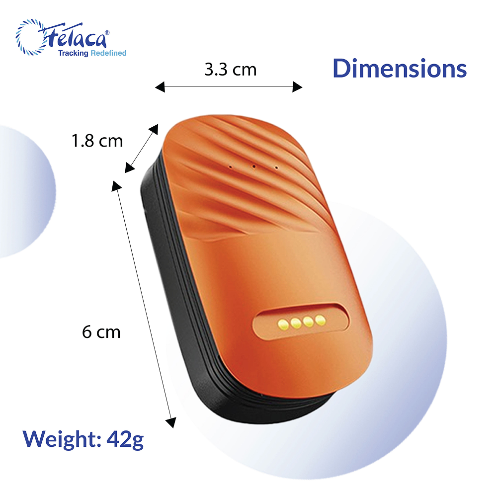 FeTaca Smart 4G GPS Tracker with Lifetime Free Tracking & 1 Year Data SIM Subscription for Dogs and Cats (Orange) Both-Collar, Leashes, harnesses FeTaca Dropship