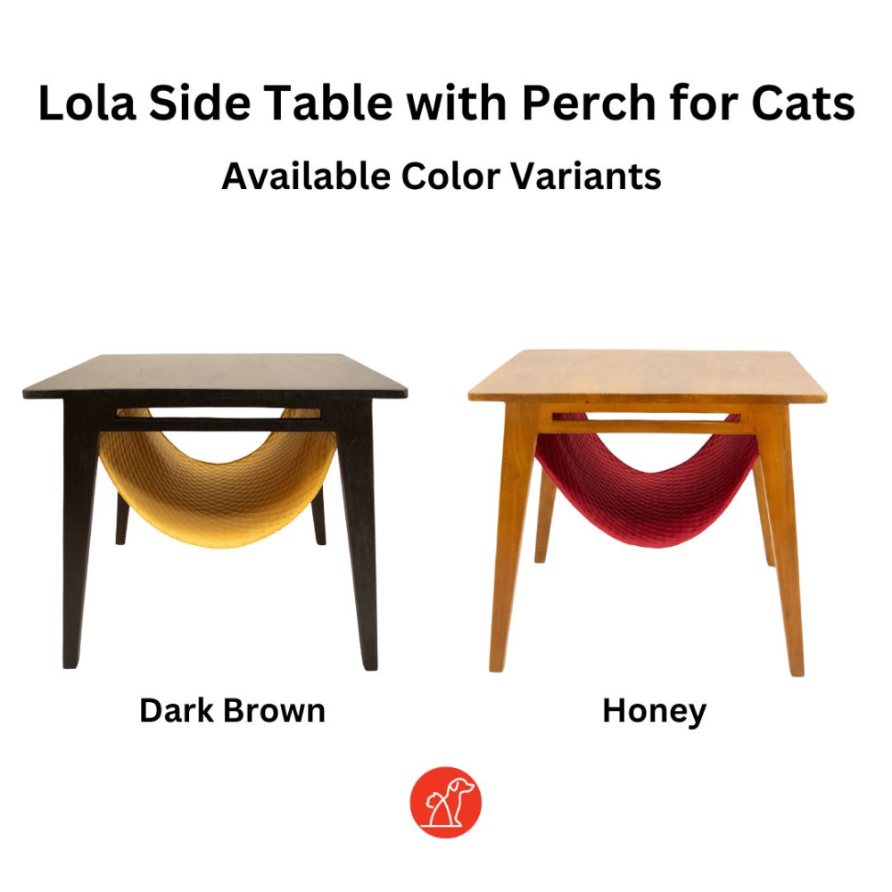 FurryLiving Lola Side Table with Perch Fabric for Cats (Dark Brown)