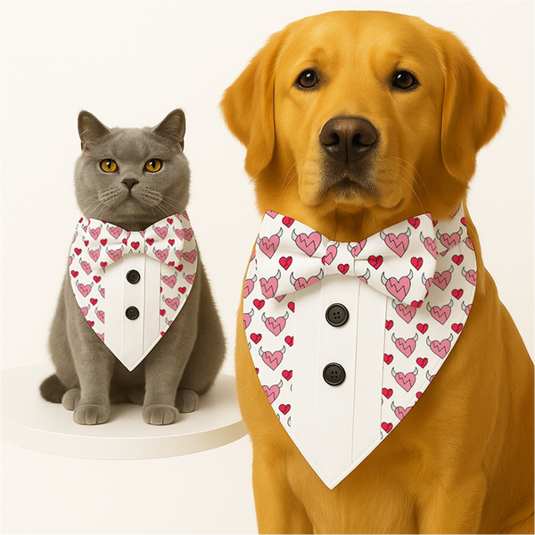 PawsIndia Valentines Edition Hearts with Wings Printed Tuxedo for Dogs and Cats