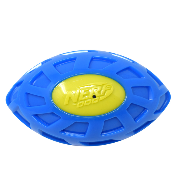 Nerf Bash EXO Micro Squeak Football Toy for Dogs (Blue/Green)