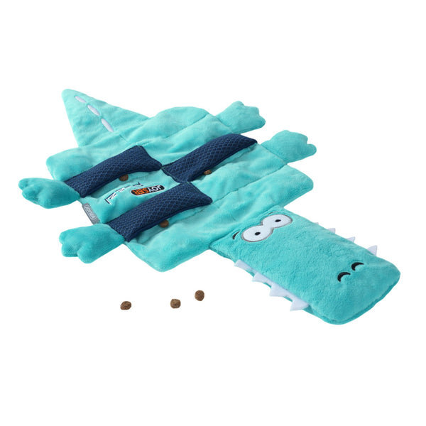 Joyser Puzzl Crocodile with 12 Squeakers for Dogs (Green)