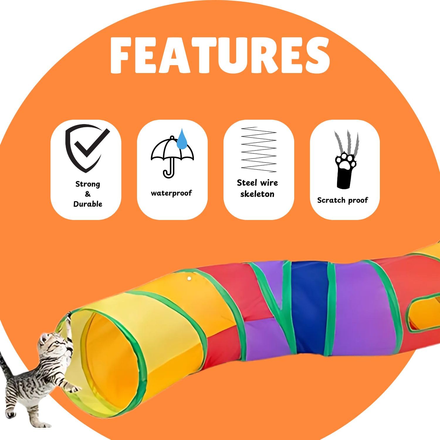 Skatrs Rainbow Tunnel for Kittens & Cats Cats-Toys Skatrs