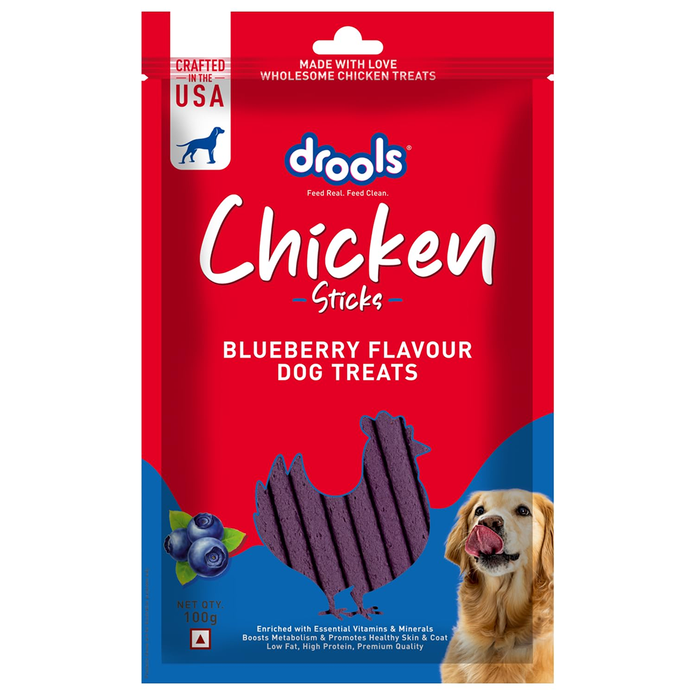 Drools Blueberry Flavour Chicken Sticks Treat for Dogs Dog Treats + Others Drools