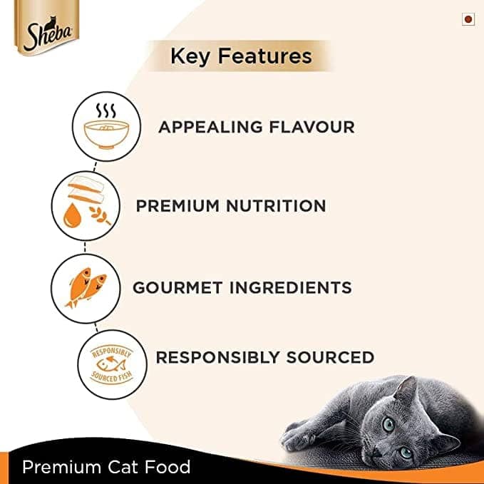 Sheba Complete Nutrition Succulent Chicken Breast In Gravy Cat Wet Food and Chicken Flavour Irresistible Cat Dry Food Combo Exclusive Combo Sheba