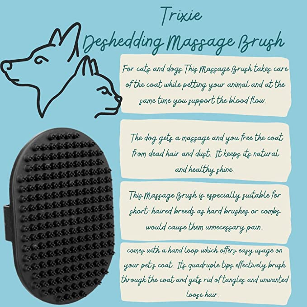 Trixie Deshedding Rubber Massage Care Brush for Dogs and Cats