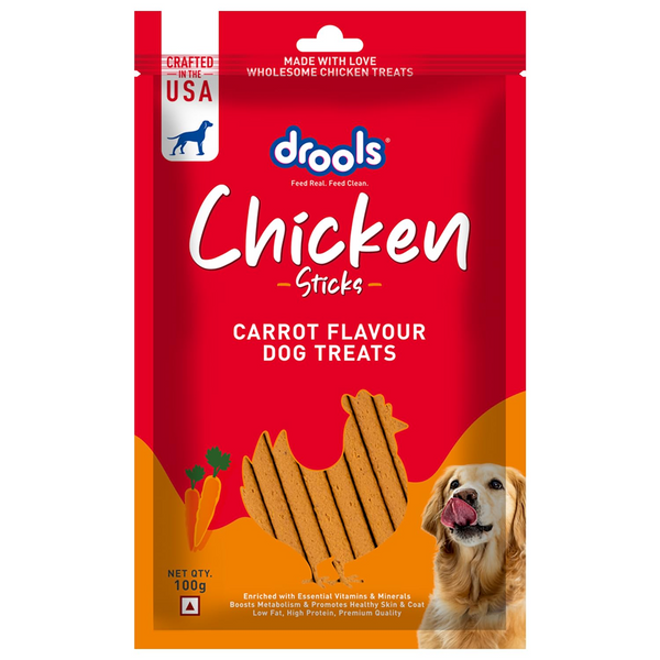 Drools Carrot Flavour Chicken Sticks Treat for Dogs