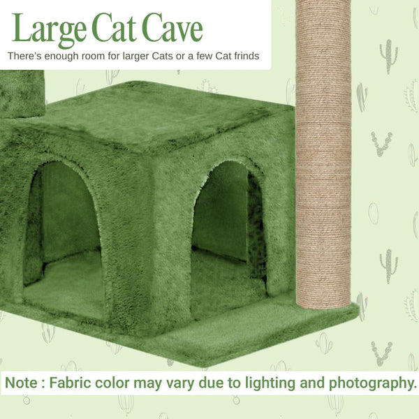 Furrlovers Cactus Cat Tree with Condo Hammock & Scratching Post (Green)