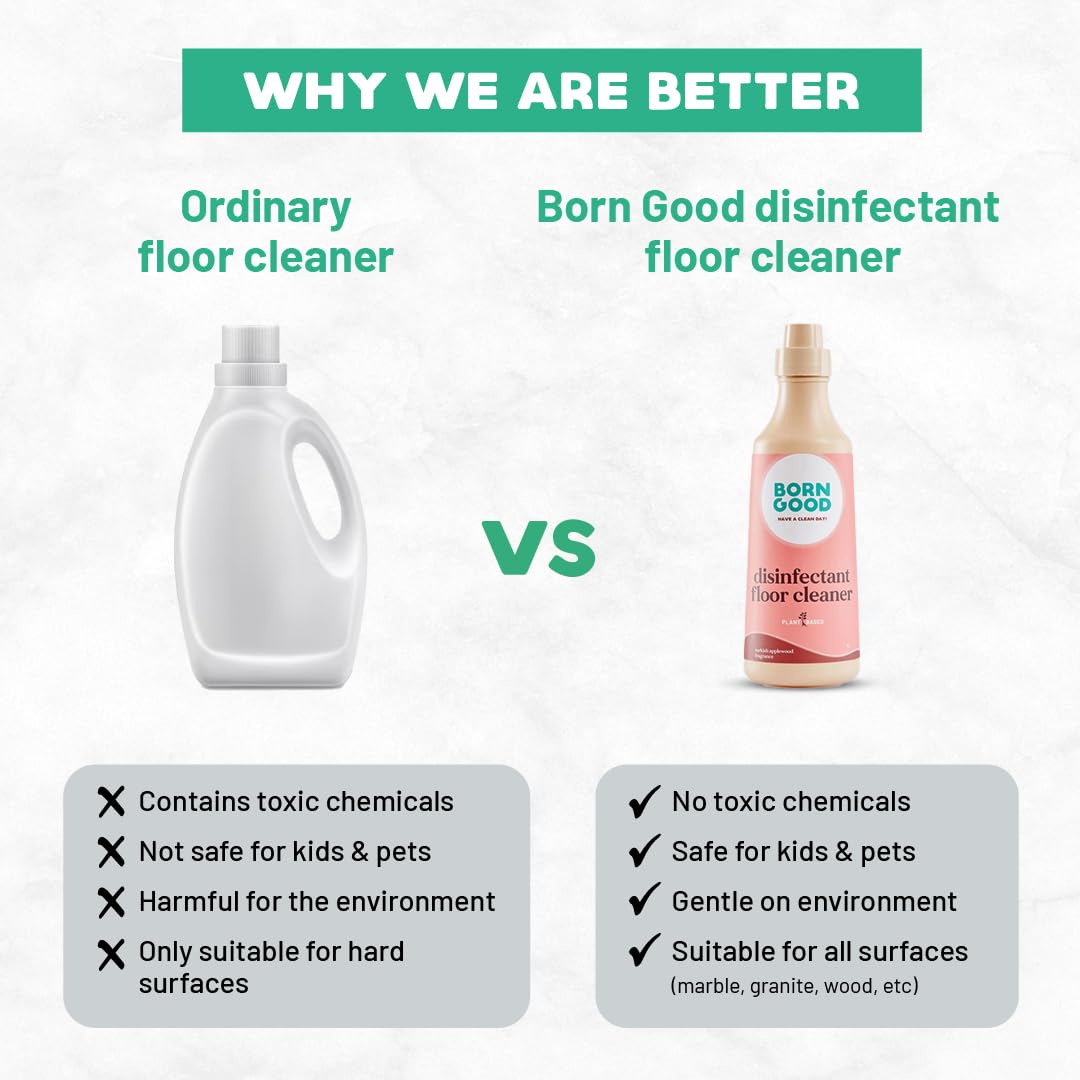 Born Good Plant Based Turkish Applewood Frangrance Disinfecting Liquid Floor/Surface Cleaner for Dogs and Cats Both-Health & Wellness Born Good