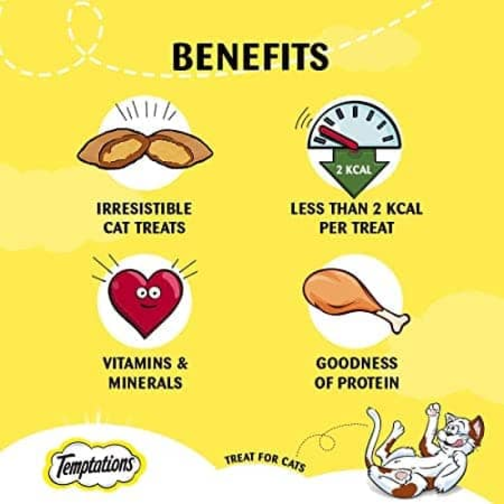 Temptations Seafood Medley, Tasty Chicken and Tempting Tuna Flavour Cat Treats Combo Cats-Treats & Others Temptations