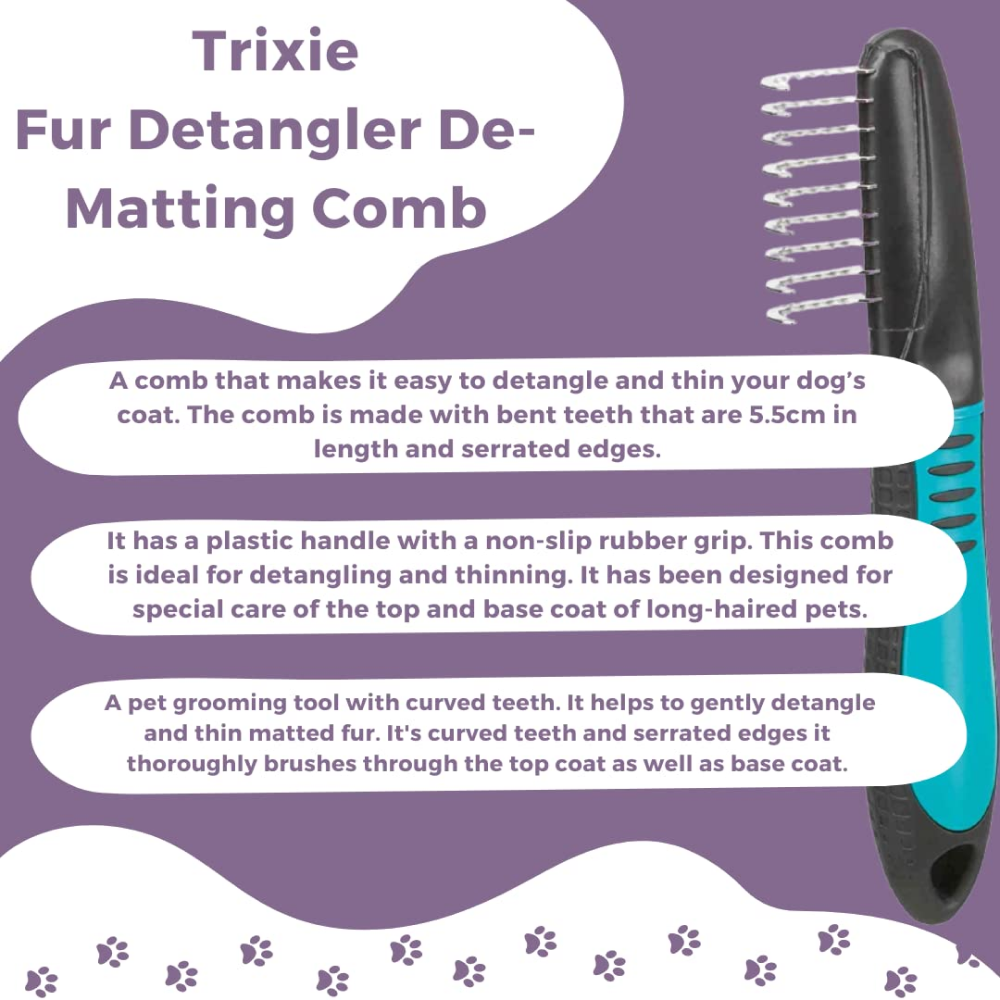 Trixie Fur Detangler With Curved Teeth Brush for Dogs and Cats