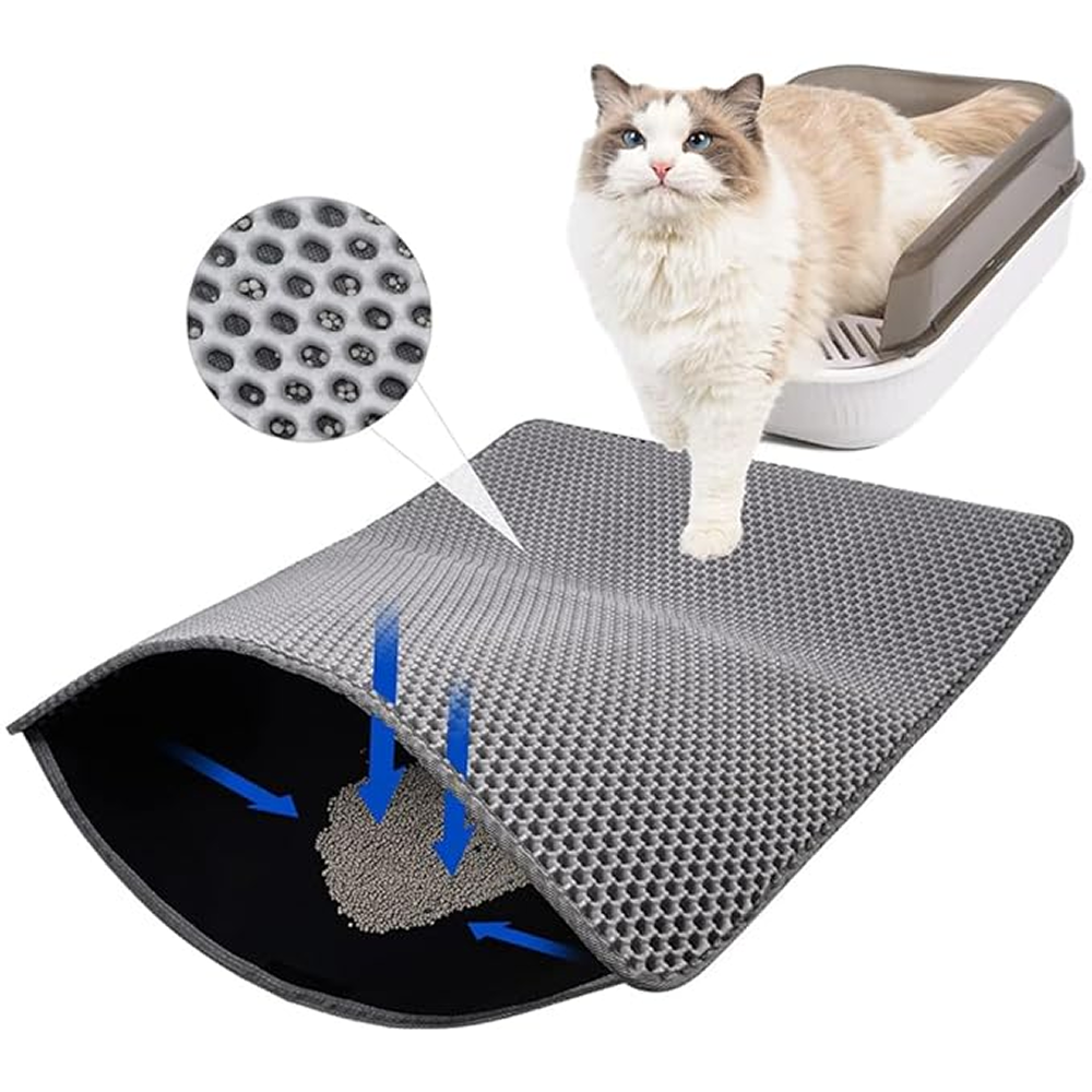 Skatrs Double Layer Litter Mat for Cats (Grey/Black) Litter Supplies Skatrs One Size