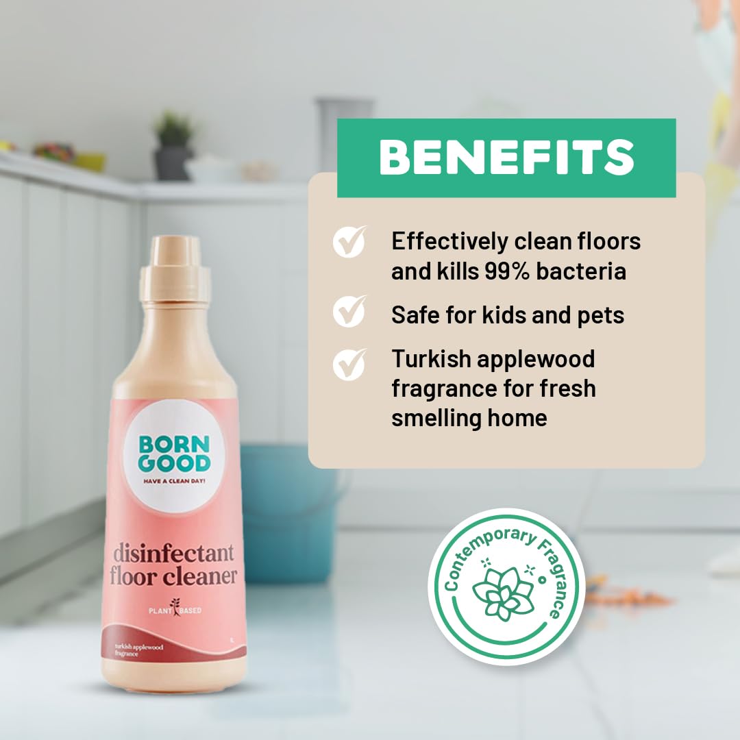Born Good Plant Based Turkish Applewood Frangrance Disinfecting Liquid Floor/Surface Cleaner for Dogs and Cats Both-Health & Wellness Born Good