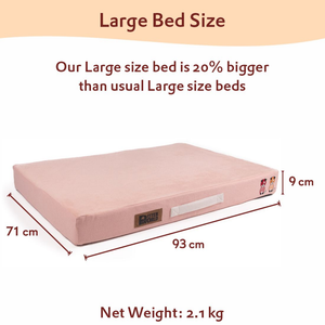 Petter World Micro Fur Orthopedic Mattress Bed with Memory Foam Base for Dogs (Peach Pearl)