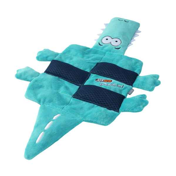 Joyser Puzzl Crocodile with 12 Squeakers for Dogs (Green)