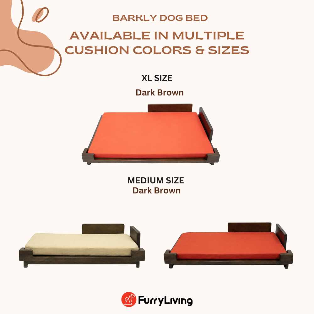 FurryLiving Barkly Barkly XL Solid Wood Dog Bed for Medium and Large Dogs (Dark Brown/Red) Both-Bedding, Mats & Travel Supplies FurryLiving Dropship