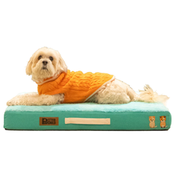 Petter World Micro Fur Orthopedic Mattress Bed with Memory Foam Base for Dogs (Turquoise)