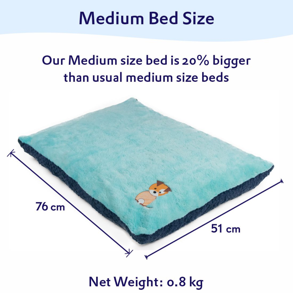 Petter World Luxury Reversible Chopped Foamed Pillow Bed with Soft Fur for Dogs (Turquoise)