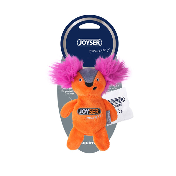 Joyser Puppy Squirrel with Replaceable Squeaker for Dogs (Orange)