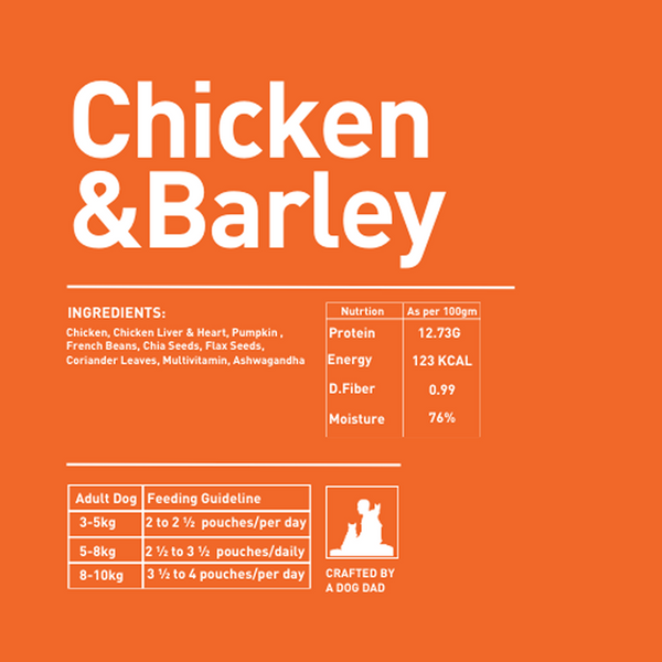 Homiee & Ginger Grain Free Mini Meals Chicken & Sweet Potato, Chicken & Quinoa and Chicken & Barley Fresh Food for Dogs Combo