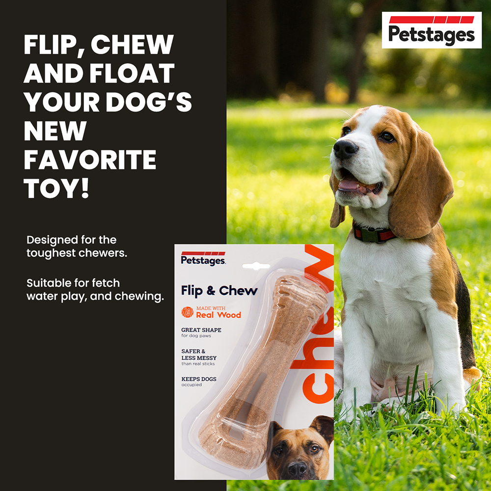 Petstages Dogwood Flip Chew Bone Toy for Dogs (Brown)