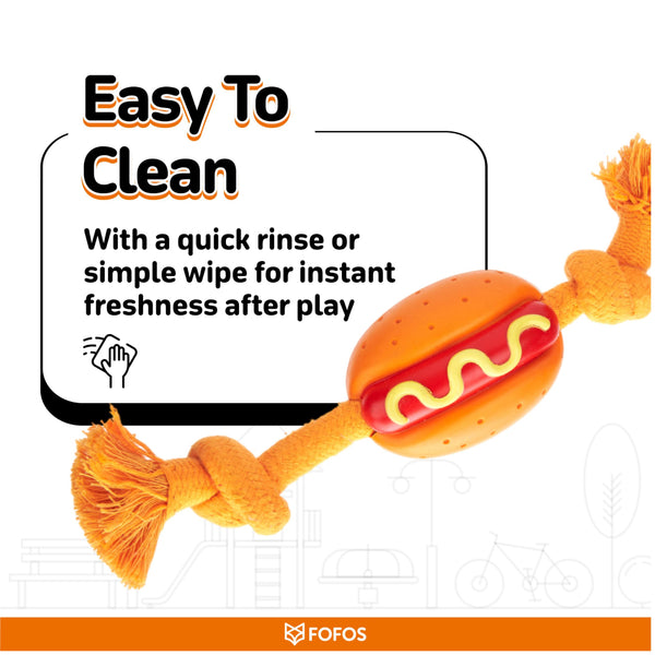 Fofos Hot Dog Shaped Chew Rope Toy for Dogs