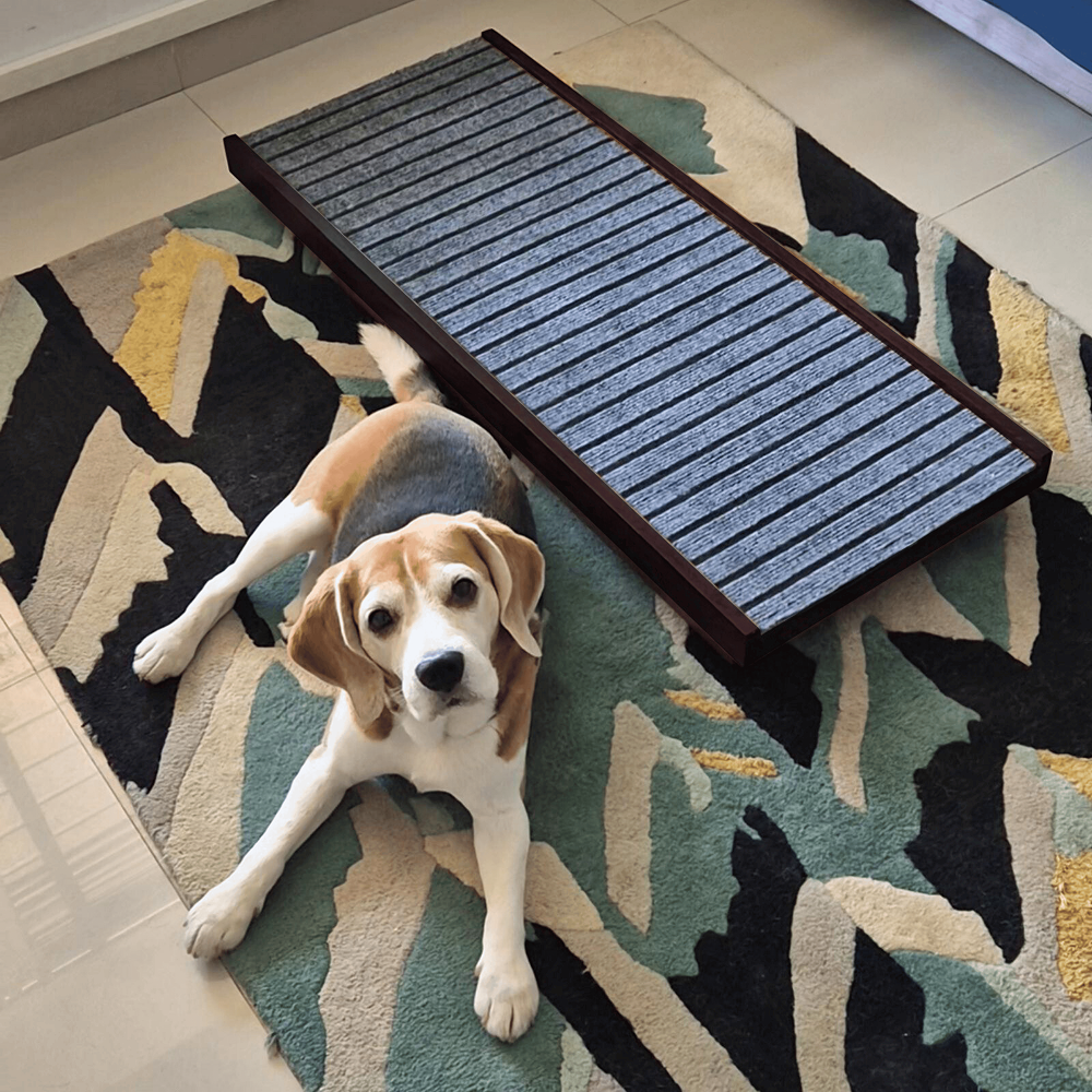 FurryLiving Wooden Ramp for Dogs and Cats (Dark Brown) Both-Furniture FurryLiving Dropship