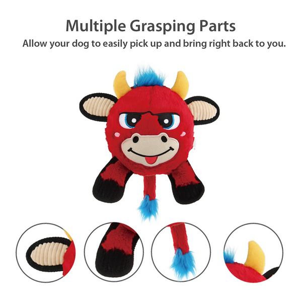 GiGwi Plush Jumball Bull Toy for Dogs (Red)