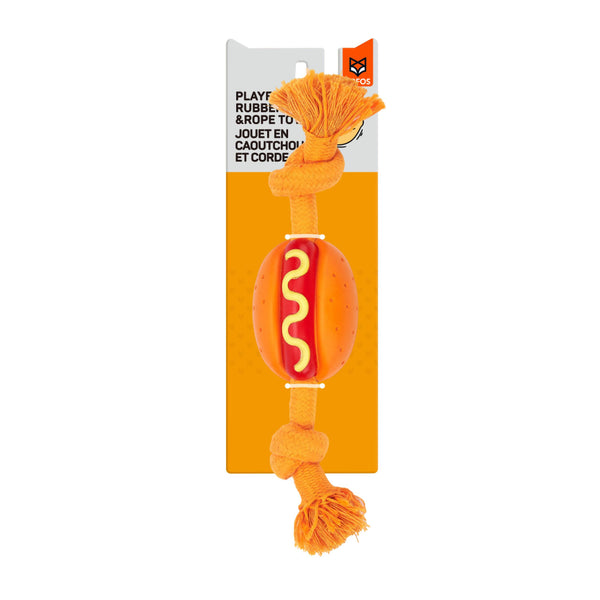 Fofos Hot Dog Shaped Chew Rope Toy for Dogs