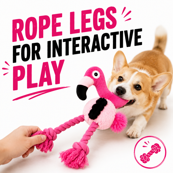 Talking Dog Club Flamingo Ultrasonic Plush & Rope Toy for Dogs