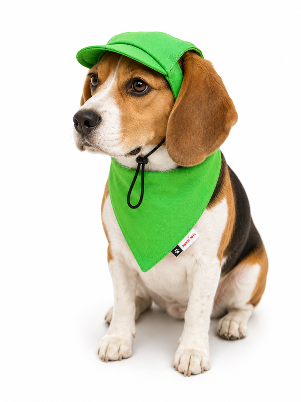 Pawgypets Cap and Bandana Set for Dogs and Cats (Lime Green)