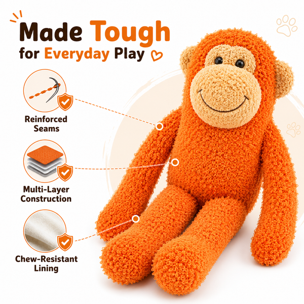 Talking Dog Club Monkey Trouble Reinforced Fabric Plush & Rope Toy for Dogs