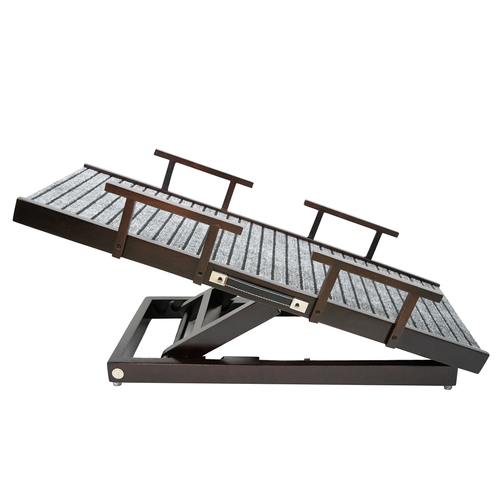 FurryLiving Wooden Ramp with Safety Rails for Dogs and Cats (Dark Brown) Both-Furniture FurryLiving Dropship