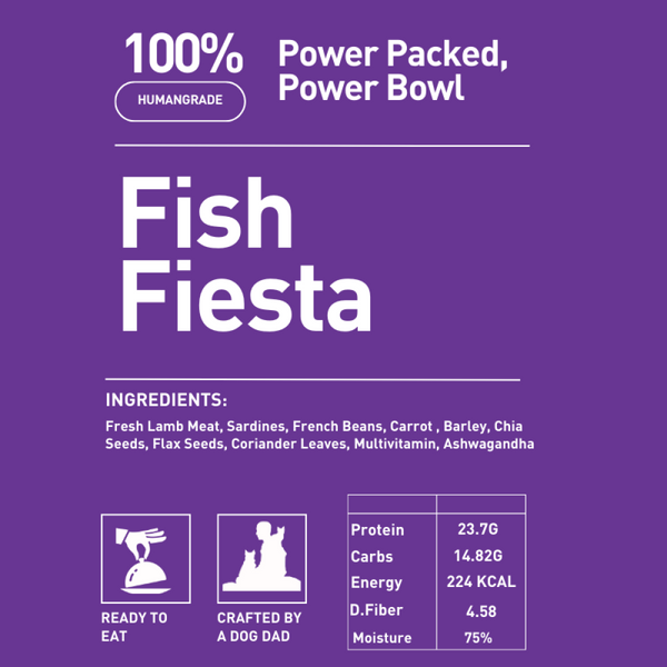 Homiee & Ginger Power Bowl Surf & Turf, Fish Fiesta and Chicken & Barley Fresh Food for Dogs Combo